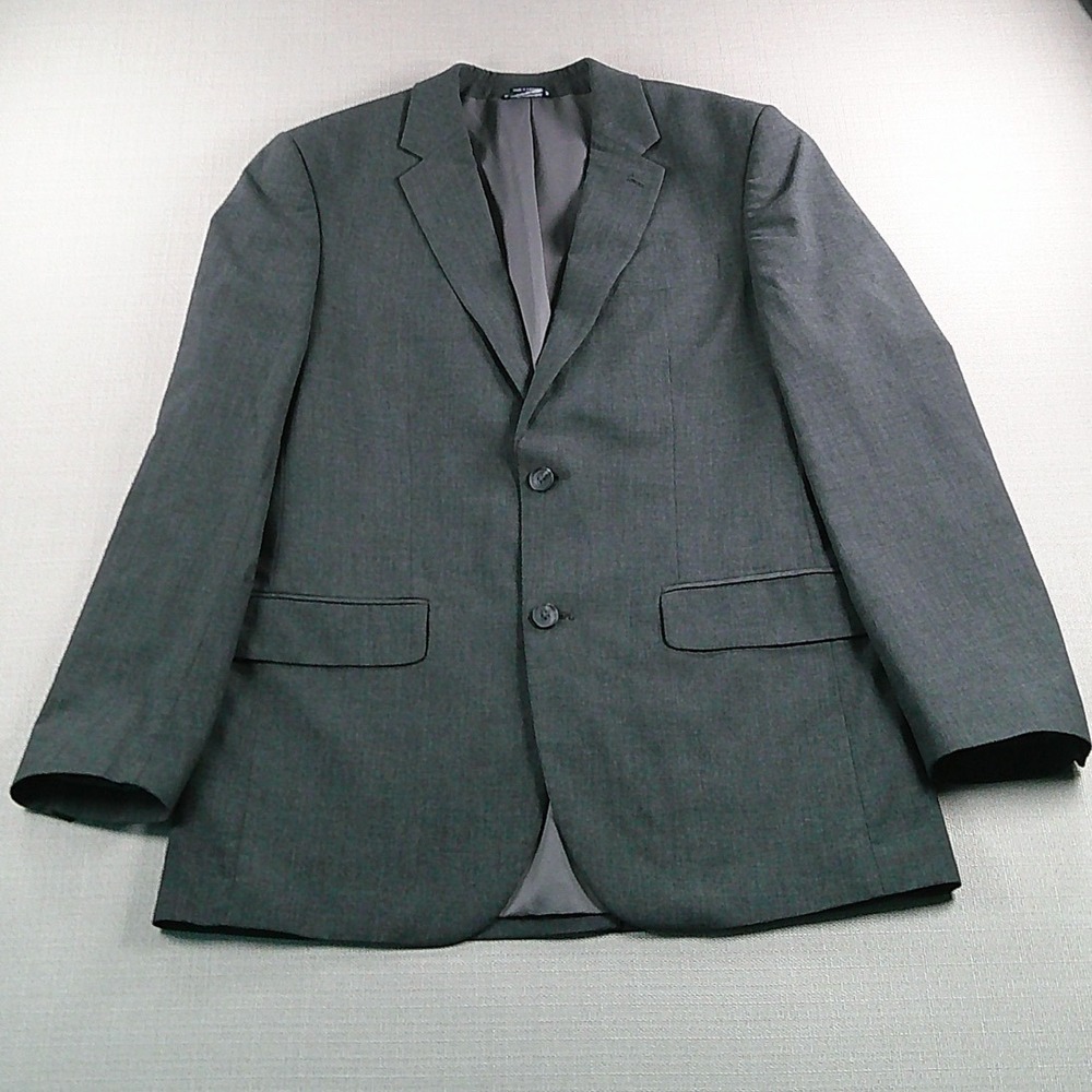 Saddlebred Sport Coat Mens 40L Grey Motion Stretch Two Button Blazer - Picture 2 of 11